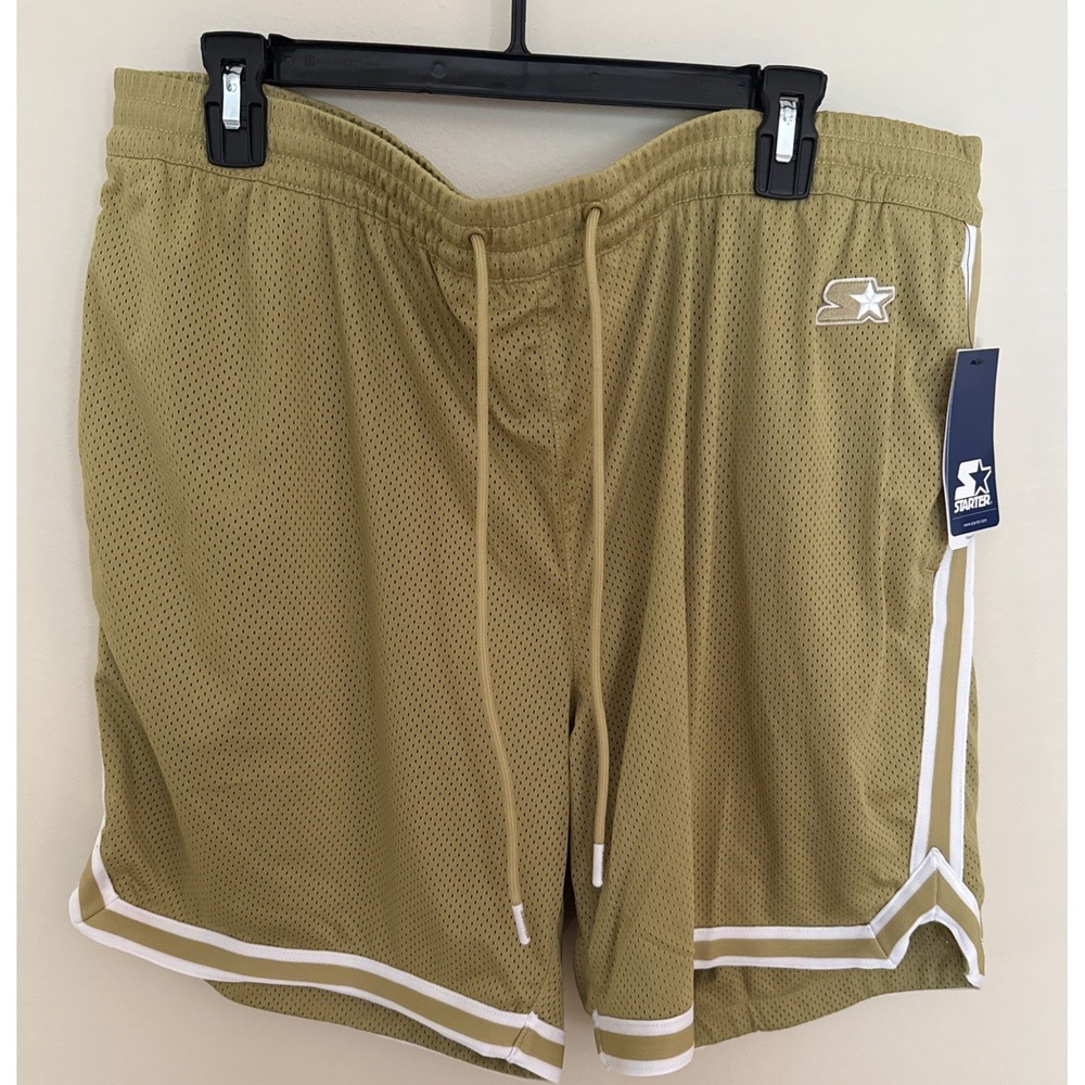 Starter Mesh Basketball Shorts Men's XXL Gold 7" Inseam Drawstring NWT